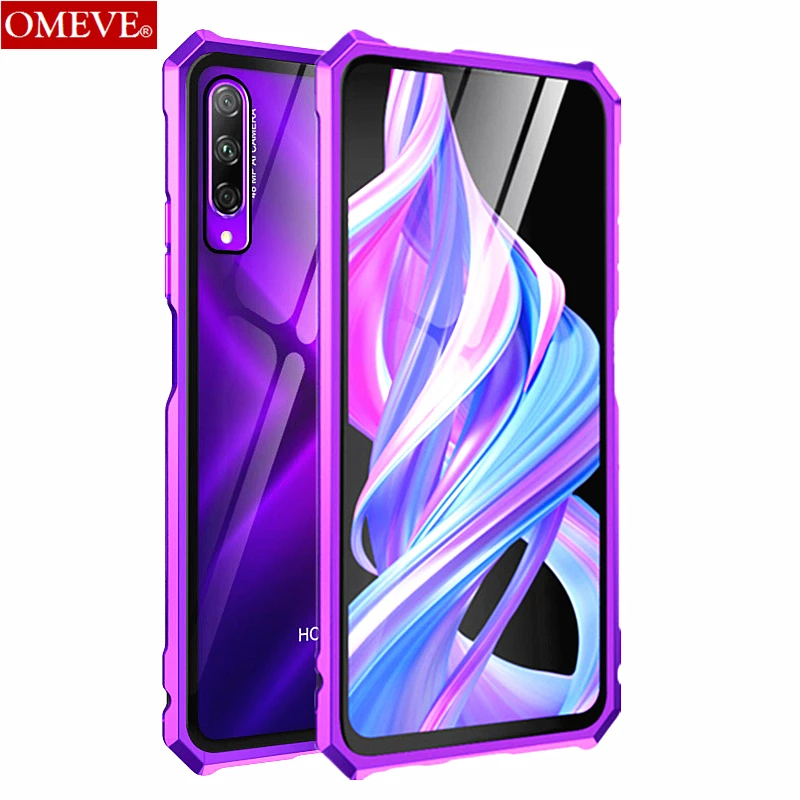 

OMEVE for Huawei Honor 9X Pro Case Metal Frame Tempered Glass Back Cover for Honor 9X Bumper Case 9X Pro Phone Case