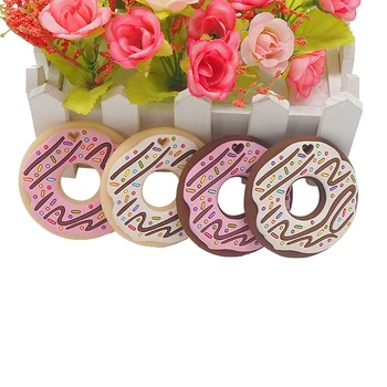 

Chenkai 5PCS Silicone Donut Teether Baby Cartoon Cute Teether For DIY Baby Nursing Chewing Teether Chain Pendant Necklace Toy