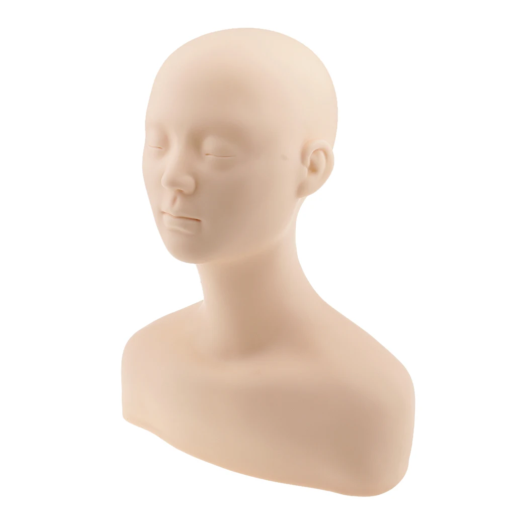 Soft Silicone Massage Cosmetology Make Up Practice Training Mannequin Head Doll with Shoulder Bone