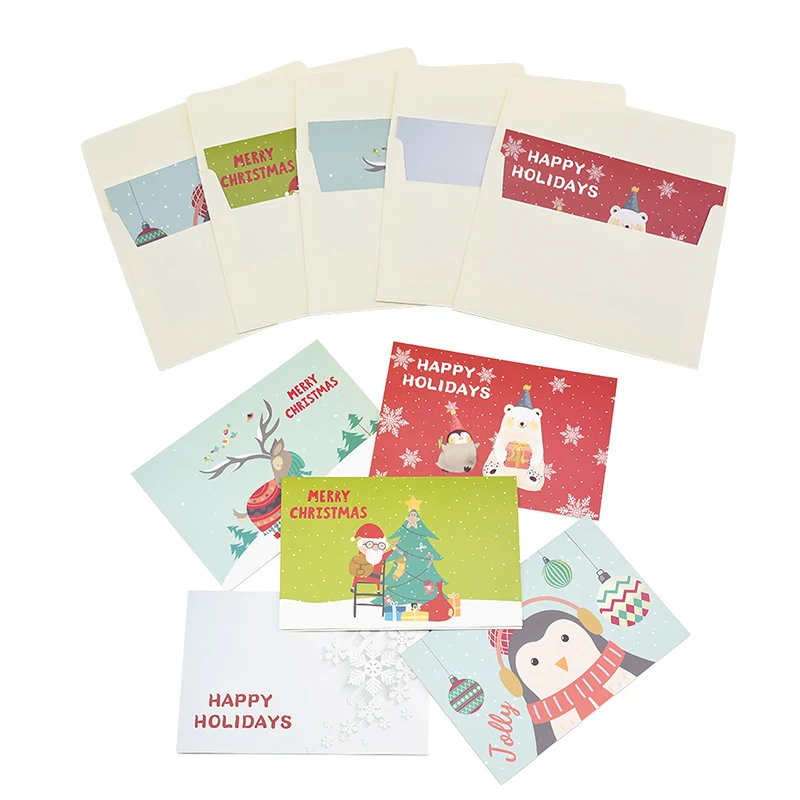 5P 10x15cm Happy Holiday Merry Christmas Greeting Cards for Kids Adults New Year Gift Card Natal Navidad Xmas New Year Postcard