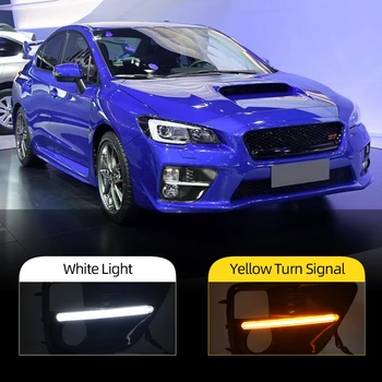 

CSCSNL 2Pcs Car LED DRL Daytime Running Light For Subaru WRX 2015 2016 2017 Yellow Turning Style Relay Waterproof