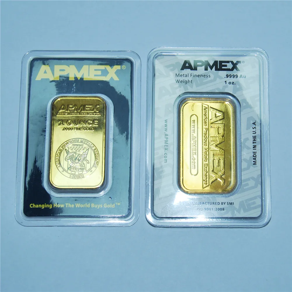 1 унция золотая планка APMEX Высококачественная позолоченная Apmex немагнитная