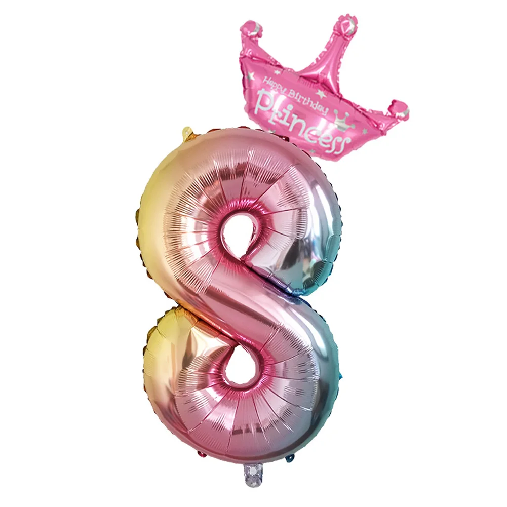 Радужные алюминиевые воздушные шары из фольги в виде цифр 0-9 день рождения Юбилей вечерние декоративный Глобус детские фигурки воздушный шар поставки - Цвет: 8