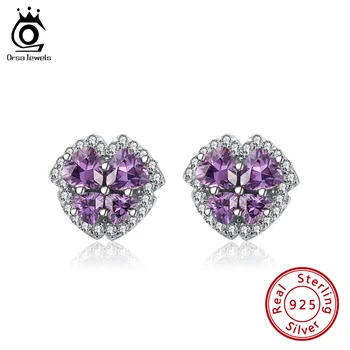 

ORSA JEWELS Elegant Design Alexandrite Crystal Stone Small 10mm Stud Earrings Genuine 925 Silver Party Wedding Erring OSE252