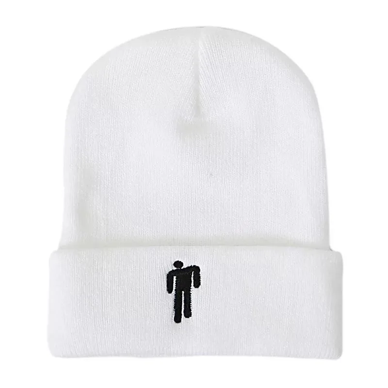 Белый Зимняя однотонная вязаная шапка Billie Eilish Beanie, Повседневная Хип-хоп шляпы для мальчиков и девочек, шапка 19 цветная ткань, аксессуары, теплые шапки - Цвет: Белый