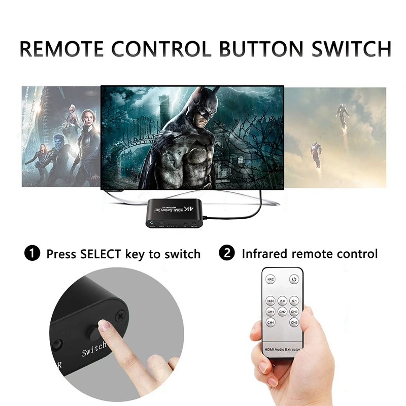 4K HDMI переключатель аудио сплиттер 3 в 1 выход экстрактор адаптер для xbox 360 PS4 Smart Android HDTV