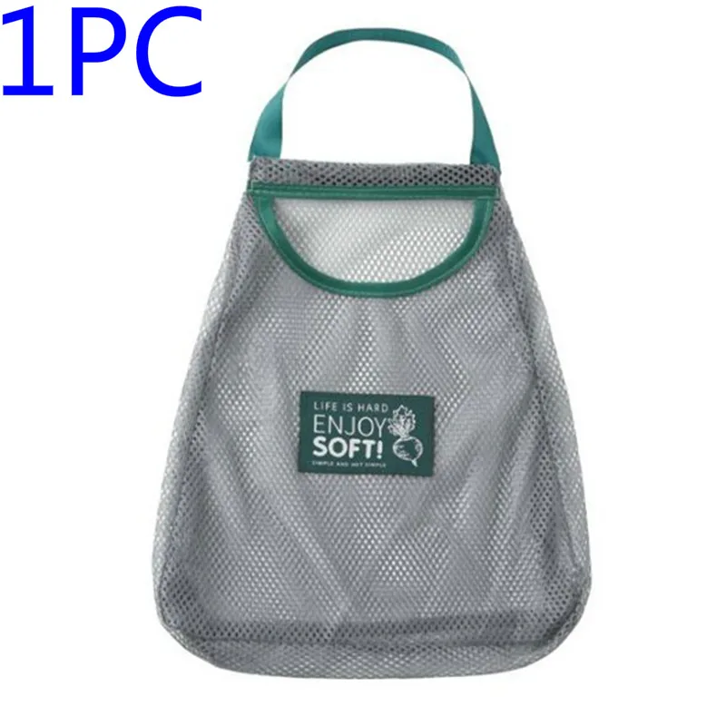 1PC Горячая Распродажа, Сетчатая Сумка, кухонный органайзер для овощей, фруктов, Портативная сумка для рынка, сумка для хранения лука, многоразовая сумка для продуктов - Цвет: 1PC