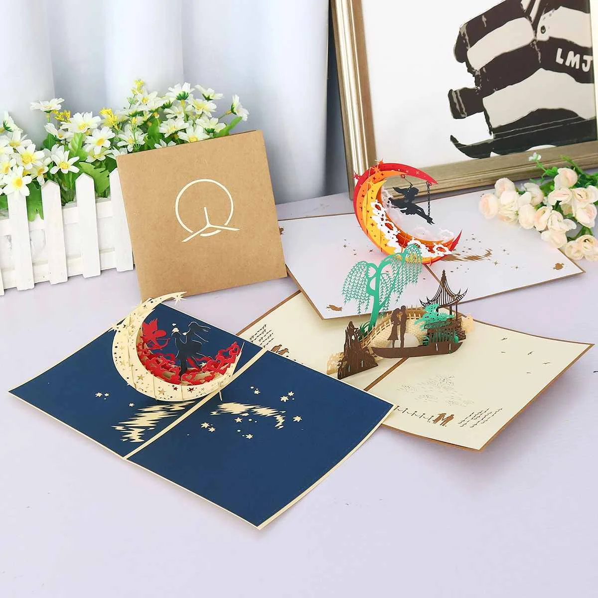  Valentine's Day Gifts 3D Greeting Card Romantic Handmade Paper Wedding Invitation Card Home Party D - 4.00041E+12