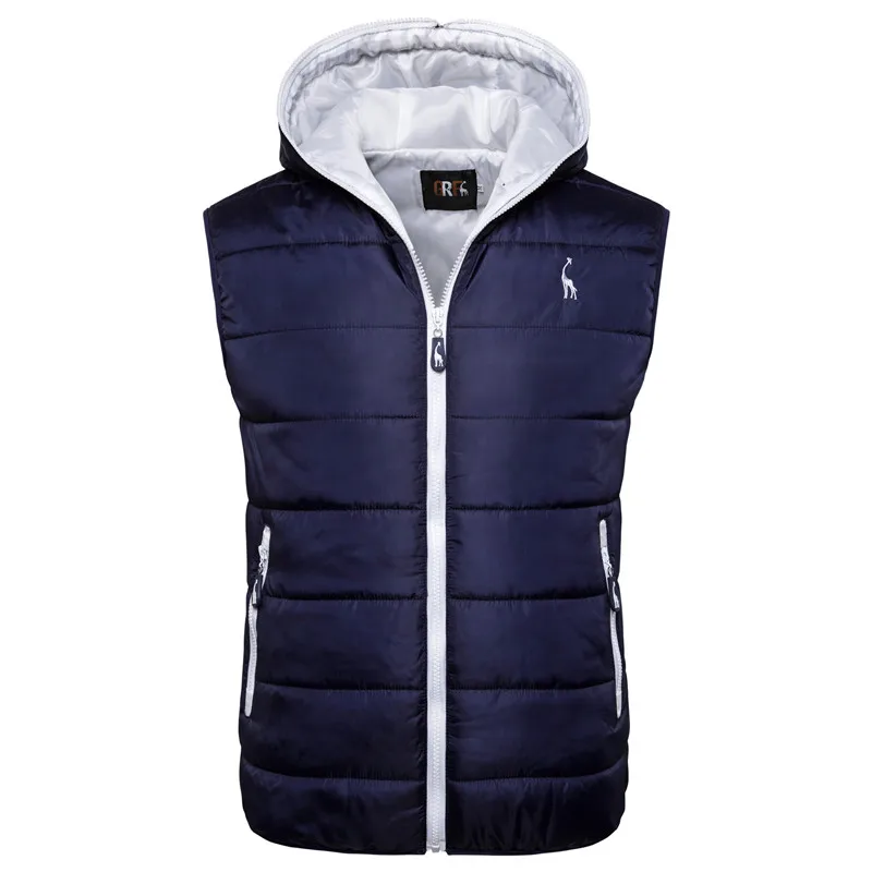Koop 2019 Nieuwe Giraffe Merk Winterjas Mannen Hoodied Vest Mannen Rits Heren Jas Mouwloze Casual Winter Vest Mannen