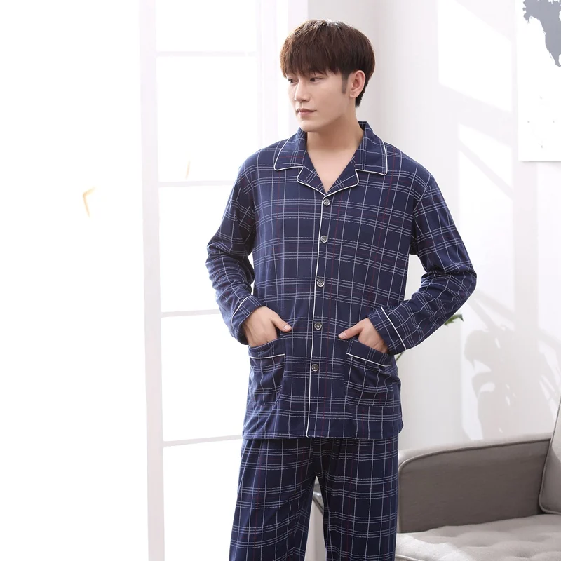 red and black pajama pants 2021 New Autumn Long Sleeve Print Pajama Sets for Men Korean Outfits Sleepwear Suit Pyjama Male Loungewear Homewear Home Clothes mens cotton pajama pants Men's Sleep & Lounge