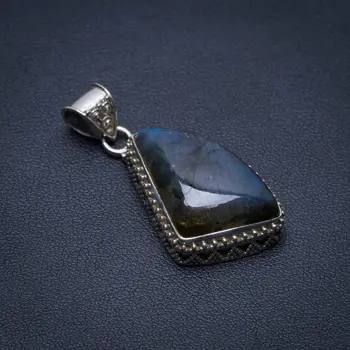 

Natural Blue Fire Labradorite Handmade Unique 925 Sterling Silver Pendant 1 3/4" S0583