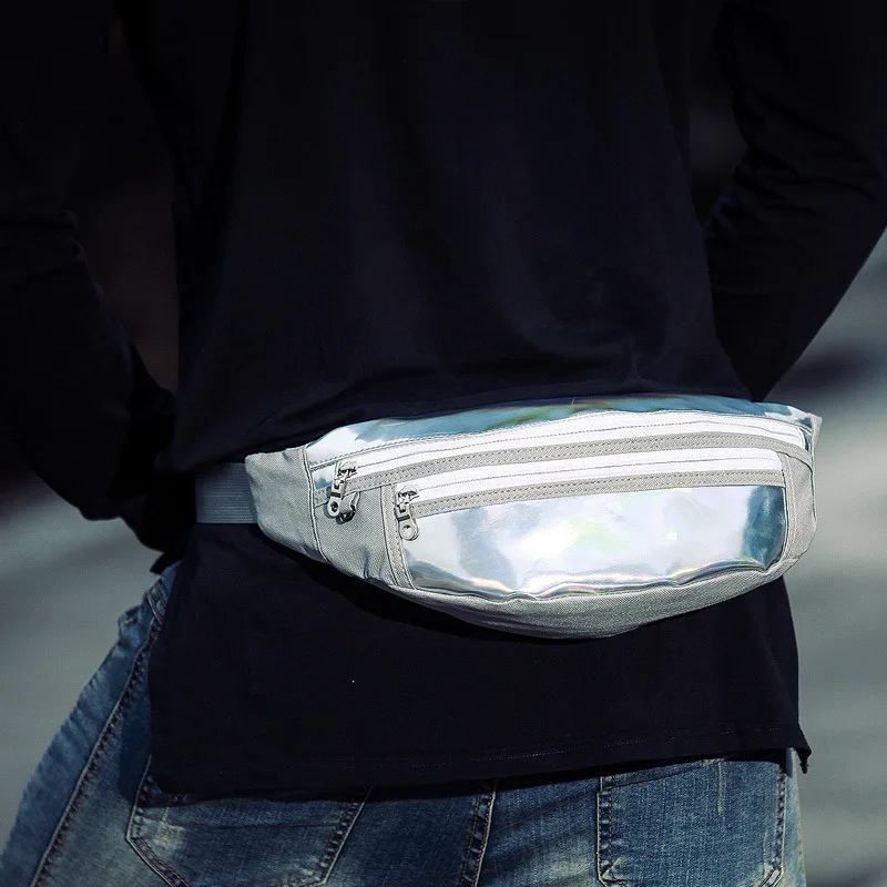 

Casual Sports Waist Pack Reflective MEN'S Messenger Bag Chest Pack Korean-style Wallet Outdoor Fashion Man Shoulder Bag Small Sh