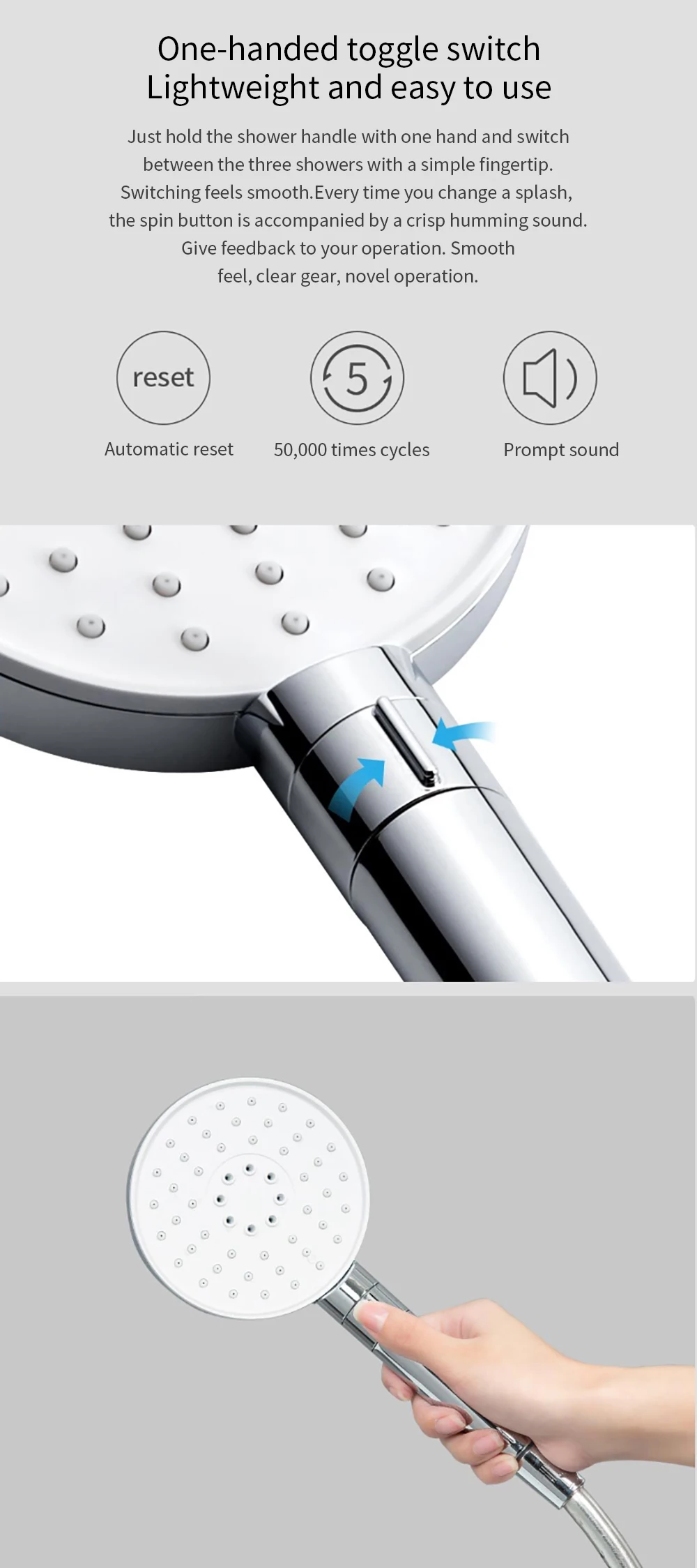 Xiaomi dabai Diiib 3 режима ручной душ ПВХ Matel мощный массажный душ с головкой набор 360 градусов 120mm53 отверстие для воды