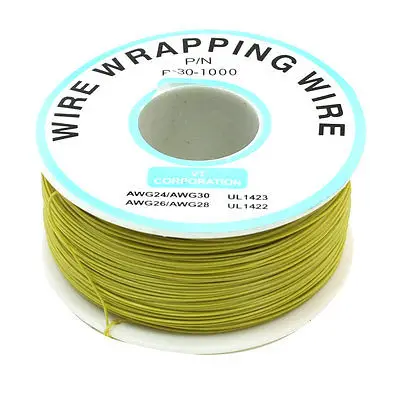 

200M 30AWG Tin Plated Copper Wire Insulation Test Wrapping Cable Roll Yellow