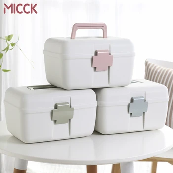 

MICCK Multifunctional Pill Medicine Storage Box Large Capacity Household Portable First Aid Kit Container Plastic Organizer