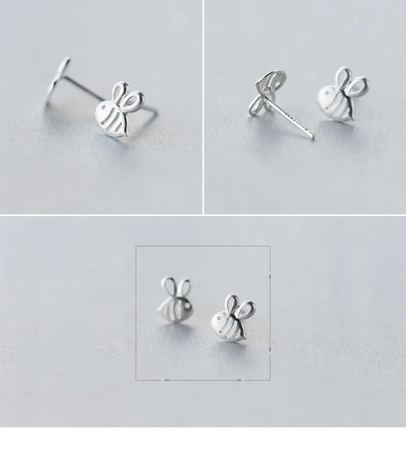 CAIYAYINUO Punk Real 925 Sterling Silver Cute Hollow Tiny Bee Stud Earrings For Women Party Fine Jewelry Lovely Accessories Gift