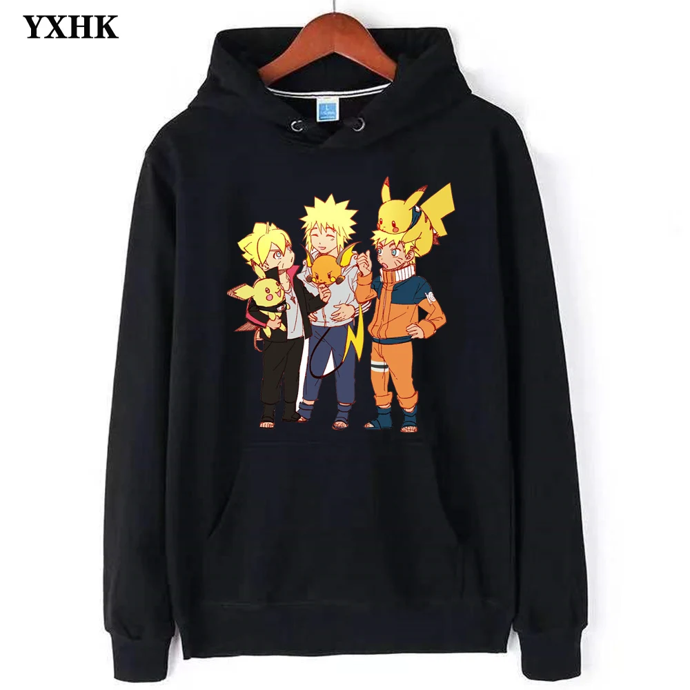 

Naruto Long Sleeve Fleece Fashion Japanese Anime Lovely Pokemon Men's Hoodies Anime Hoodies Pikachu Man Cotton Hoodie Sweatshirt