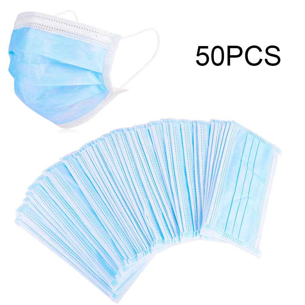 

50 pieces of 3-layer disposable medical protective masks influenza bacteria face dustproof safety mask n95 mask