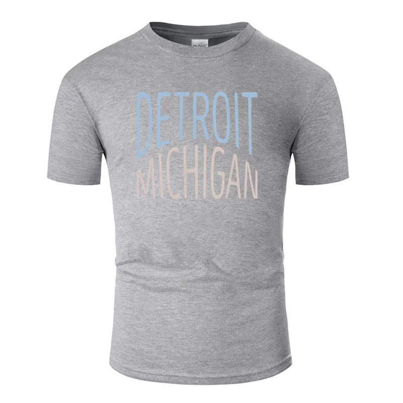 Повседневная рубашка на память detroit michigan, подарок, футболка для мужчин,, одежда, семейная Мужская футболка, футболка с вырезом лодочкой для фитнеса - Цвет: Men-Gray