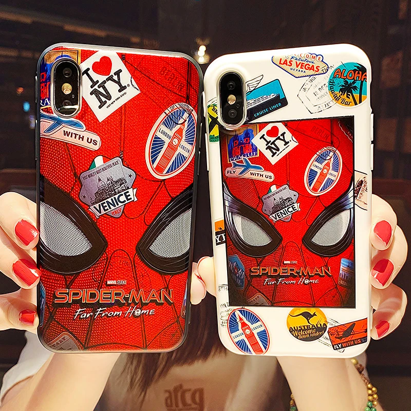 

Spiderman Marvel Avengers Case For iPhone X XR XS Max Silicone Cover Cartoon Spiderman Pattern Thin Soft TUP Glossy Phone Cases