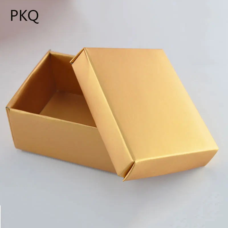 

20pcs/lot 8*6.5*3.8cm Wedding Gift Box Gold Cardboard Box For Cookie Small Candy Box Handmade Soap Jewelry Packaging Boxes