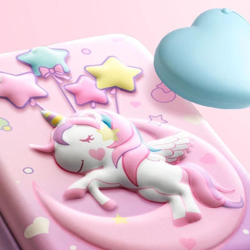 Lovely Pink Unicorn Cartoon 3D Pencil Case Storage Box Pen Bag for School Student Kawaii Girl Pouch Eraser Holder Stationer