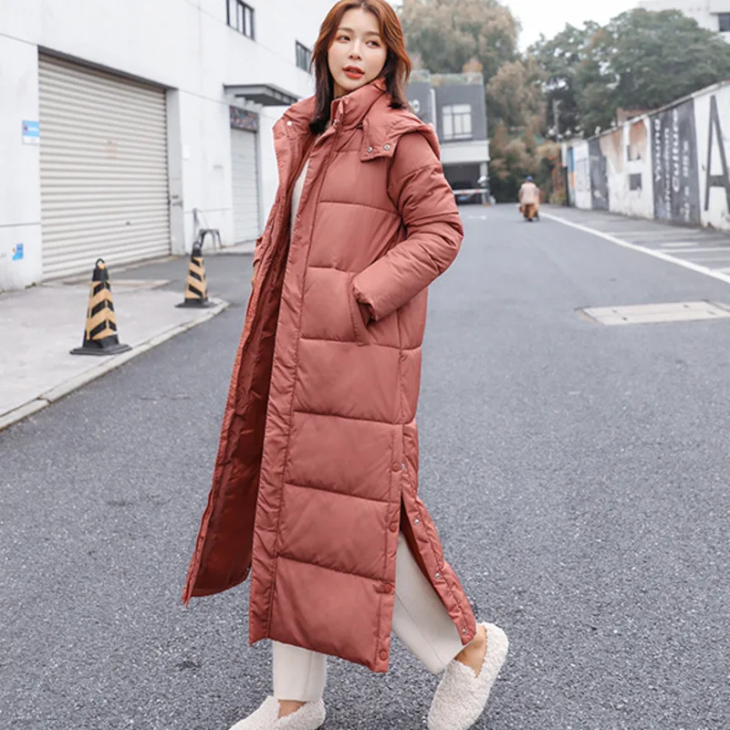

[EWQ] Women Jacket Winter 2019 New Long Outerwear Coats Korea Full Sleeve Cotton-padded Coat Hooded Thick Black Down Parka QL258