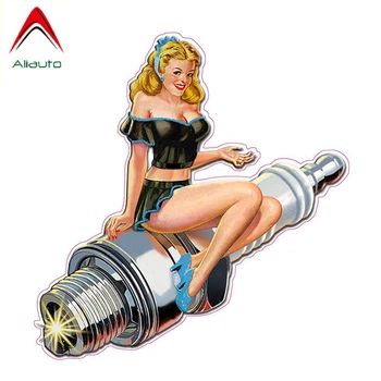 

Aliauto Personality Car Sticker SPARK PLUG PIN UP Decal Cartoon Graphical Car Stickers Motorcycle Decal Waterproof,13cm*13cm