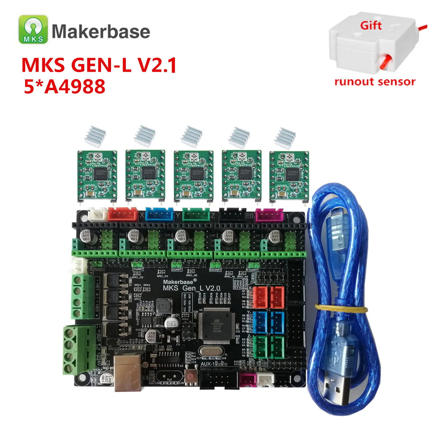 Makerbase оригинальный MKS GEN L V2.1 3D Карточки Принтера системная плата управления