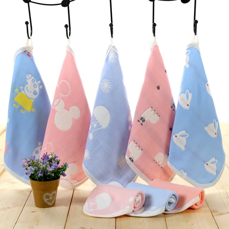  5 Article Pure Cotton Gauze Kerchief Jacquard Covered Edge Infants Baby Handkerchief Bibs 60 Yarn S