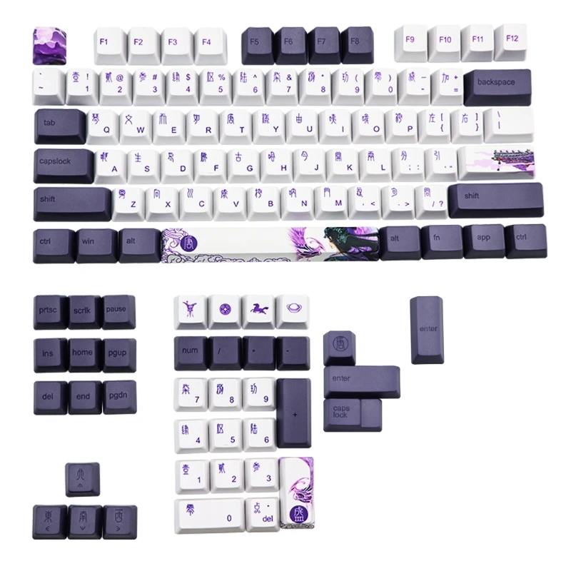 

112 Keys Purple Datang Keycap PBT Sublimation Keyboard Keycaps OEM Profile GK61