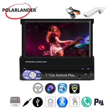 

7'' For Android/IOS Device 1 Din MP5 Player Stereo GPS Navigation Bluetooth Wifi Carplay Mirror Link Manual Telescopic Screen