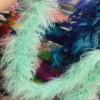 

Hot Sale 10 Meters Pretty 5 Layer Mint Green Natural Ostrich Feather Weddings Parties Home Improvement Scarves Decoration