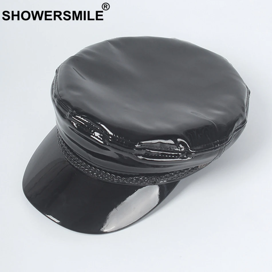 Shouresmile женская черная шляпа моряка военные шапки из лакированной кожи