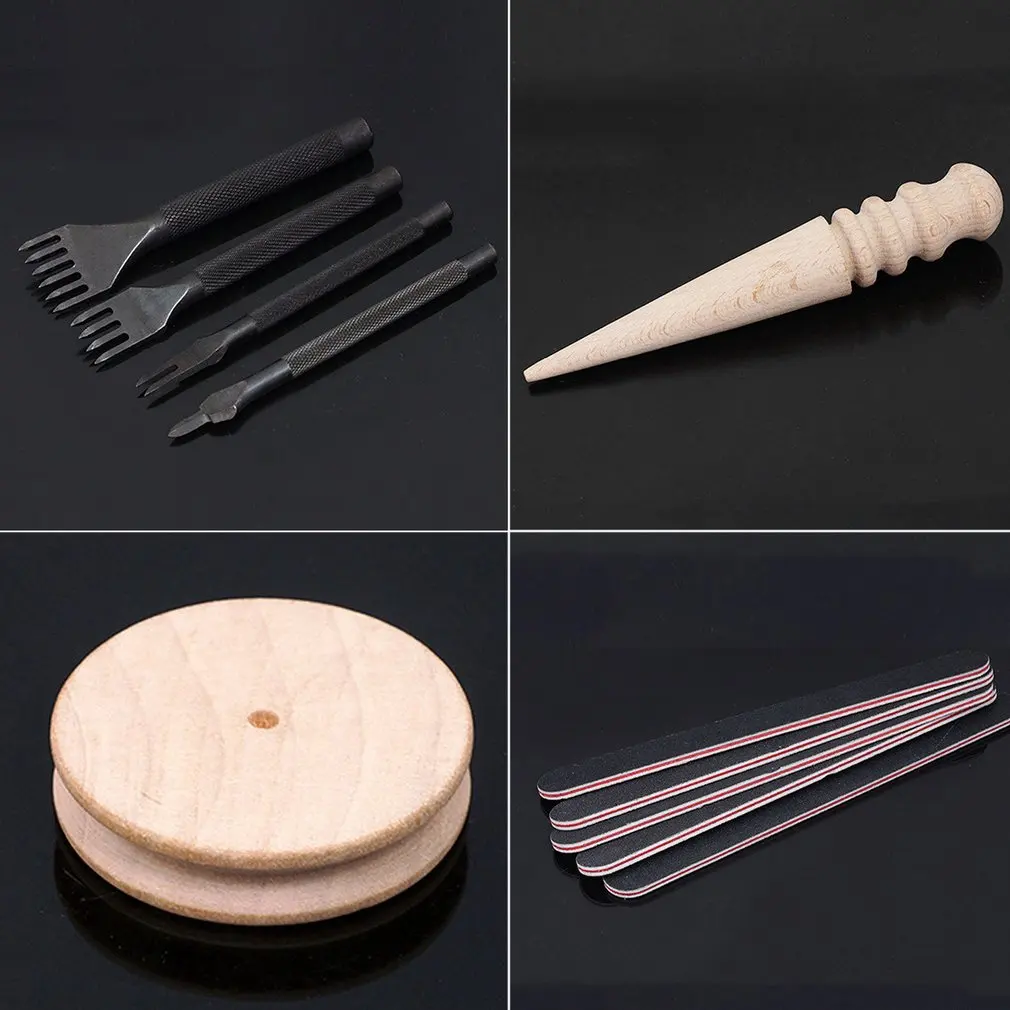 50PCS Leather Craft Tools Kit Hand DIY Sewing Stitching Carving Work Punch Saddle Leathercraft Accessories for Leather Working