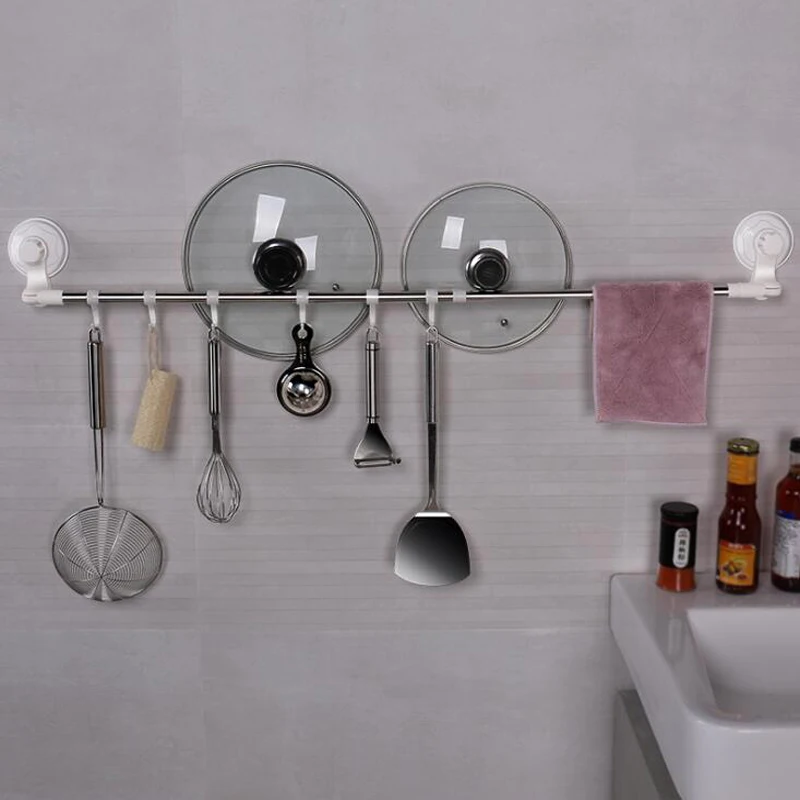 Suction Cup Towel Holder Rack Wall Mounted Towel Hanger Rack Bar Shelf Bathroom Hook Kitchen Wipes Hanging