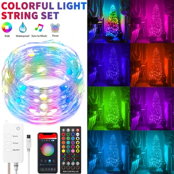 

5/10M RGB USB WIFI LED String Light Copper Wire Fairy Light Garland Bluetooth Remote Control Home Christmas Wedding Party Decor
