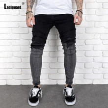 Ladguard pantalones vaqueros de estilo Hip Hop para hombre, pantalón informal ajustado con bolsillos y cremallera, para Primavera, 2021