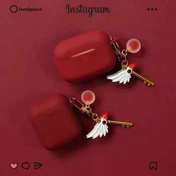 

luxury Magic scepter earphone case for AirPods 1 2 girl beautiful red soft wireless Bluetooth Headset Box for AirPods Pro Cover