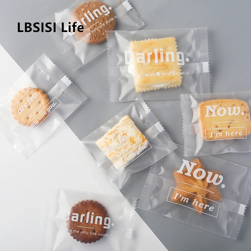 

LBSISI Life 100pcs Wedding Candy Cookie Bags Heat Seal Candy Packaging Bag Nut Snowflake DIY Biscuits For Birthday Party 7*10cm