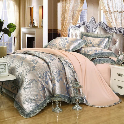 Oshines Luxury Jacquard Decoration Europe Style Set Of Bed Linens Double Bed Cover 220/240 cmElastic Sheet King And Queen Size L - Цвет: Caesar