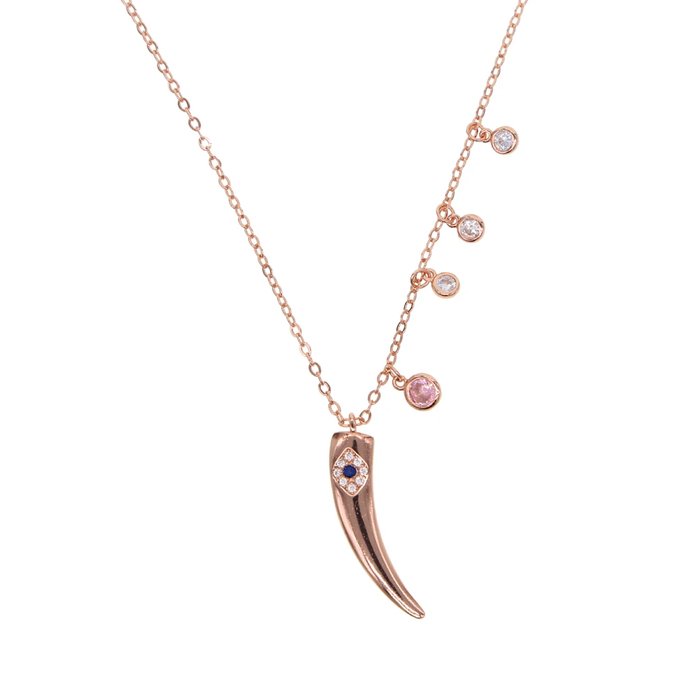 

Italian Horn Charm Amulet Necklace rose Gold color Talisman Italian Jewelry Lucky Pendant