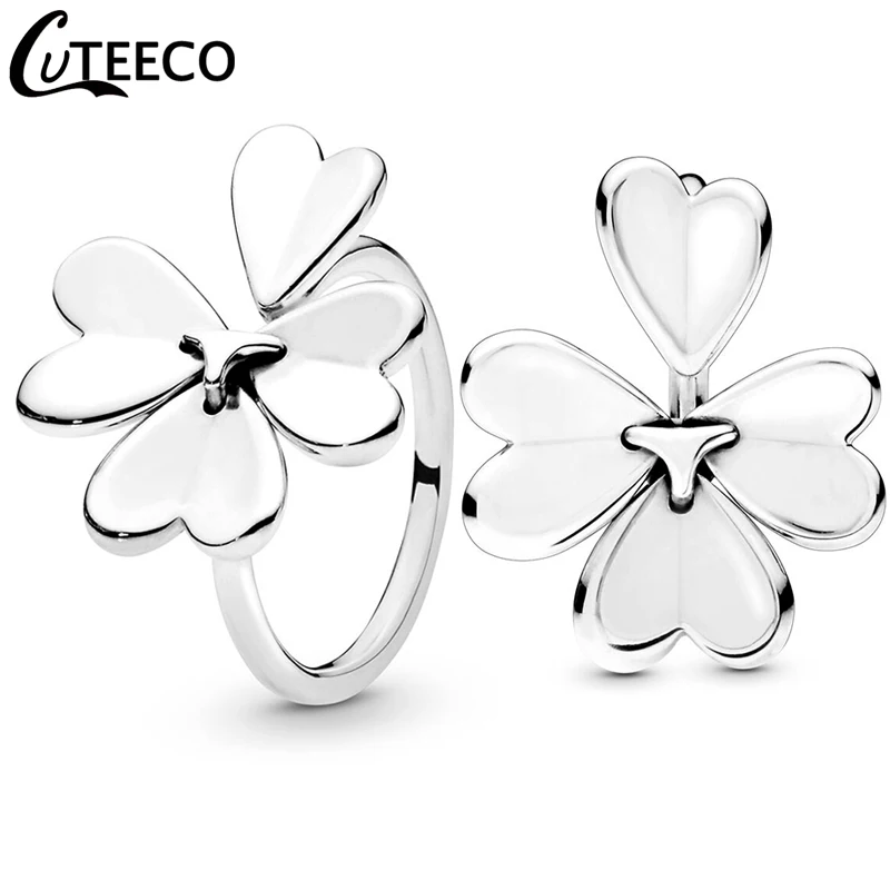 CUTEECO Европейский счастливый четырехлистный клевер Открытые Кольца для женщин