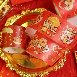 Lot d'autocollants séries nouvel an lunaire, 1 pièce/ensemble, bande Washi décorative mignonne, pour compte à main, Diy, papier de masquage, ensemble de cartes de papeterie pour scrapbooking 