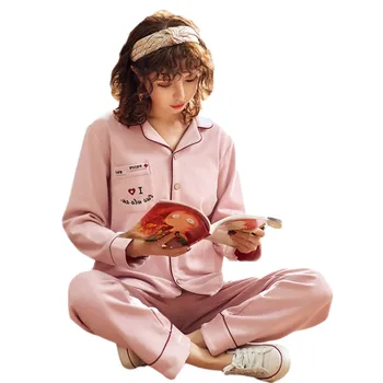 

2020 Pyjamas Suit Spring and Autumn Female Pyjamas Suit Family Pyjamas