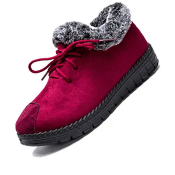 

SWONCO Winter Cotton Padded Shoes Woman Snow Boots Flats 2019 New Female Casual Warm Shoes Ankle Boots For Women Mother Snowboot