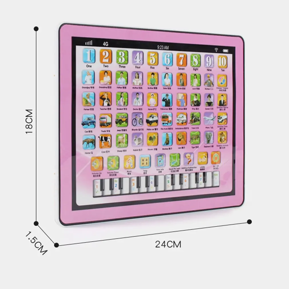 Детская Машина для ранней учеба на английском языке, детский компьютер, планшет с сенсорным экраном, usb зарядка, обучающие игрушки для детей - Цвет: Розовый