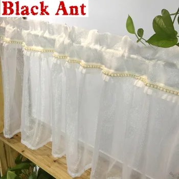 

Kitchen Cafe Short Curtain Bead Design Shiny Gold Voile Living room Small Window Cabinet Door Partition Half Curtain WP395#3
