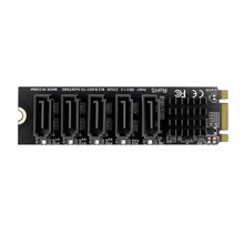 Carte d'adaptation M.2 NGFF b key SATA à SATA 3, 5 Ports, carte d'extension SSD HDD avec dissipateur de chaleur