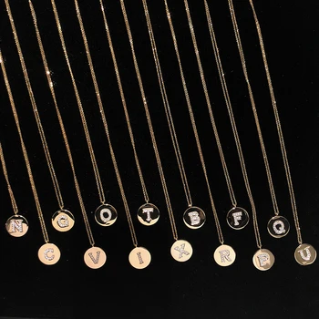 

A-Z 26 Letters Initial Necklace Gold Color Disc Alfabet Necklace Alphabet Women Kolye Collier 925 Silver Letter Monaco Jewelry